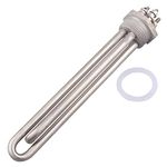 DERNORD 12V 400W Immersion Heater Submersible Water Heater Element Stainless Steel Heating Element with 1 Inch NPSM Fitting Double U Type