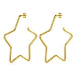 Stainless Steel Star Hoop Earring Wedding Bridal Jewelry Lightweight Gold Geometric Dangle Earrings for Women