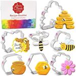 Bee Cookie Cutters 7-Pc. Set Made in the USA by Ann Clark, Cute Bee, Small Flower, Honey Pot, Beehive, Honeycomb and more