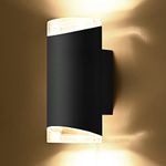 EDISHINE Outdoor Wall Light, Aluminum Up Down Outside Wall Lights, IP44 Waterproof, Modern Black Wall Sconce for Front Door, Porch, Patio, Entrance, Garage Sides, GU10 Socket, UKCA & RoHS Listed