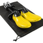 igadgitz home U7185 2-Way Shoe Stretchers, Shoe Expander, Shoe Shaper with Bunion Plugs, Height Pad and Drawstring Bag - Yellow & Black - Womens UK 3-7.5