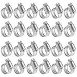 WINL Stainless Steel Hose Clamps 1/2'' - 24PK Size 4 Worm Gear Drive Hose Clamps Small Clamping Range 1/4 Inch to 5/8 Inch (6mm-16mm) for Automotive Fuel Line,1/4 Inch Hose Clamps,1/2 Inch Hose Clamps