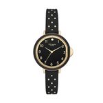 Kate Spade New York Women's Park Row Quartz Metal and Silicone Watch, Color: Black/Gold, Polka Dot (Model: KSW1355)