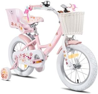 JOYSTAR Bicicleta Unicornio 14" para niñas de 3-5 años, Bicicleta Infantil con sillín de muñeca y Ruedas estabilizadoras,Rosa