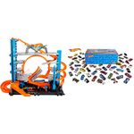 Hot Wheels FTB69 City Garage with Loops and Shark, Connectable Play Set with 2 Diecast and Mini Toy Car & V6697 50 Diecast Car Pack and Mini Toy Cars