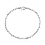 Amberta 925 Sterling Silver 2 mm Snow/Rock Chain Bracelet Size: 7 7.5 inch (7inch)