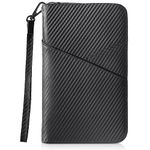 Polare Full Grain Leather Passport Holder with YKK Zipper RFID Blocking Travel Document Organizer Ticket Holder Cover Case Holds 2 Passports (Carbon Black)