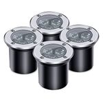 ALEDECO 4 Pack 3w 12v Low Voltage In-ground Lights LED Landscape Lighting Waterproof IP67 Pathway Lights Warm White Outdoor spotlights Trees Flags for Garden,Yard,Tree