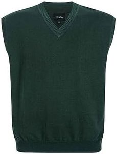 Krumba Men Oversized Sweater Vest: Plus Size Big Tall V Neck Pullover Green 5XL