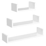 SONGMICS Floating Shelf Set of 3, Wall Shelves, 30/45/60 cm, Decorative Shelves, Each Shelf Holds up to 10 kg, for Living Room, Home Office, Bathroom, Kitchen, Cloud White LWS66W