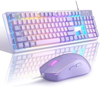 MageGee Gaming Keyboard and Mouse Combo, K1 RGB LED Backlit Keyboard with 104 Key Computer PC Gaming Keyboard for PC/Laptop (Purple)