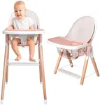 Children Of Design Classic Non-Reclinable 6 in 1 Baby High Chair for Babies and Toddlers, Modern Safe & Compact wooden Highchair, Easy to Clean, Removable Tray, Easy to Assemble