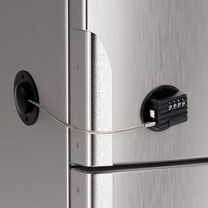 Bolt Dropper Refrigerator Lock - Child Safety Lock with Adhesive - Easy to Use Combination Lock - Protects Appliances from Scratches - Multiple Use Cabinet Lock Combo - Black, drawer child locks