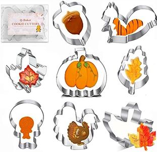 Thanksgiving Cookie Cutters 8PCS Fall Leaves Cookie Cutter Set Turkey, Pumpkin, Maple/Oak Leaf, Corn,Squirrel and Acorn Turkey Leg