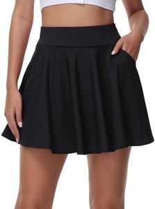 tanzdunsje Jupe Basique pour Femmes et Filles, Jupe Noire, Mini Jupe Patineuse avec Pantalon, Jupe de Tennis Polyvalente Extensible et informelle pour Femmes(L,Noir)