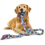 Aitmexcn Dog Rope Toys for Large/Medium Aggressive Chewers, Tough Rope Chew Toy with Easy Hold Handle, Indestructible Natural Cotton Rope, Tug of War Dog Pull Rope Teeth Cleaning