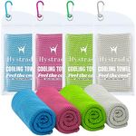 Hystrada 4 Pack Cooling Towels 40" x 12"-Cooling Scarf, Cold snap Cooling Towel for Instant Cooling Relief for All Physical Activities: Golf, Fitness, Camping, Hiking, Yoga, Pilates