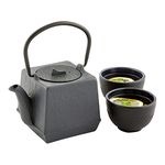 Tetsubin Teapot, Cast Iron Teapot - Cube - 27 oz - Black - 1ct Box - Restaurantware