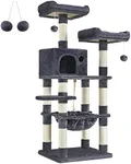 FEANDREA Cat Tree, Cat Tower for Indoor Cats, 56.3-Inch Cat Condo with Scratching Posts, Hammock, Plush Perch, Smoky Gray UPCT15GYZ