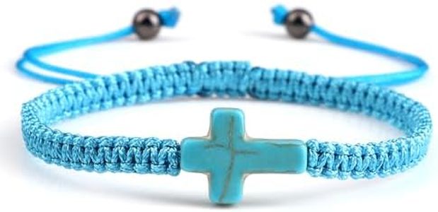 COLORFUL BLING Handmade Braided String Turquoise Bracelet Prayer Religious Wrist Jewelry for Women Men Kabbalah Protection Strand Bracelets, synthetic-fiber, rope