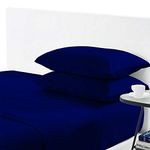 Meraki Linen 100% Egyptian Cotton 800 Thread Count 4 Piece Premium Sheet Set, Fill Luxurious Italian Finish Comfort Sheet Set with 19'' deep Pocket Made in India King Navy Blue