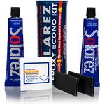 SOLAREZ EPOXY Econo Gift KIT ~ UV Cure Surfboard Repair Epoxy, SUP, Wakeboard Repair, w Epoxy Fiberfil Putty, Tube Microlite Epoxy Putty, 2 Grit Sand Pads and Acetone Prep-Pad~ Made in The USA