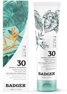 Badger Mineral Face Sunscreen with Zinc Oxide, Sunblock Face Lotion Moisturizer with SPF 30, Vegan, Unscented, Lightweight Mineral Sunscreen for Face, 1.7 fl oz