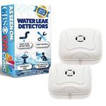 Mindful Design 2 Pack Water Leak Detector - 95 Db Flood Detection Alarm Sensor for Bathrooms, Basements, and Kitchens (White, 2 Pack)