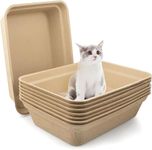 8 Pack Disposable Litter Boxes for Cats, 42.5 x 32.5 x 10.5 cm Paper Cat Litter Tray Portable 2 in 1 Kitten Litter Box Travel Toilet Cat Litter Box for Cat, Hamster, Guinea Pig, Mice, Small Animals