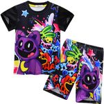 Smiling Critters CATNAP Boys Pyjamas sets Girls Summer Pajamas Tshirt+Shorts 2pcs Kids Nightwear Nighty Sleepwear for 3-12 Years (UK, Age, 3 Years, 4 Years, Regular, black)