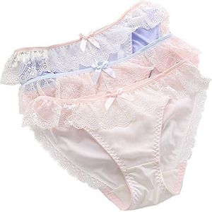 TOMORI Womens Lace Floral Panties Soft Breathable Bow Underwear Low Rise Briefs for Big Girl Pink