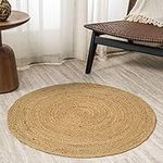 The Home Talk Jute Area Rug | Handcrafted Traditional Rugs | Braided Carpet | Natural Shag Rugs for Entryway Bedroom, Home Décor, Dining Room | Eco-Friendly | 100% Braided Jute | 90 CM or 3' Round