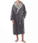 David Archy Men's Hooded Fleece Plush Soft Shu Velveteen Robe Full Length Long Bathrobe (XL, Dark Gray)