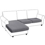 Smryego Sectional Couch Covers L Shape Separate Sofa Couch Covers 3 Pieces Stretch Durable Cushion Covers for Both Left/Right Sectional Couch(Sofa 2 Seater + 1 Chaise, Grey)