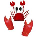 ZHHENIALY 3D Plush Crab Hat Set - Funny Novelty Animal Costume Headwear with Rubber Claws and Cloak for Unisex - Perfect for Party Dress Up, Halloween, Birthday, Sea-side Parties