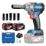 Dong Cheng 20V Brushless Impact Wrench, Max Torque 682N.m, Includes 2X 4.0Ah Battery and Charger, 1/2" with 3 Mode Speed, 2400 RPM Cordless Impact Gun, 5 Impact Sockets