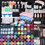 Morovan Acrylic Nail Kit with Everything - Nail Supplies Gel Nail Polish Kit with UV Light 6W Glitter UV Gel Acrylic Powder Nail Extension Kit Acrylic Nails Extension Nail for Beginners