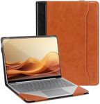 MOSISO Compatible with Microsoft Surface Laptop Go 3/2/1 12.4 inch 2023 2022 2020 Release (Models: 2013 & 1943), PU Leather Laptop Sleeve Carrying Case Portfolio Cover with Elastic Band, Brown