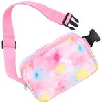 Kids Tie Dye Fanny Pack Belt Bag - Girls Fanny Pack Fanny Bag with Adjustable Waistband 20-35.5 Inch, Girls Waist Bag Tie Dye Multiple Compartments Fanny Bag Girls Sports Bag Child Runner Bag Gifts