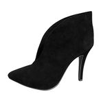 Momolaa Womens Suede High Heels Stiletto Ankle Boots Ladies Close Pointy Toe Stiletto High Heels Ladies Slip On V Shape Booties Size 5 1_Black