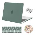 MOSISO Compatible with MacBook Pro 13 inch Case M2 2024, 2023-2016 M1 Chip A2338 A2251 A2289 A2159 A1989 A1708 A1706, Plastic Hard Shell&Keyboard Cover&Laptop Decals&Type C Adapter, Emerald Green