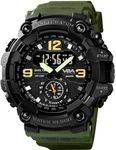 V2A Resin Fighter Analog Digital Sport Watches For Men And Boys (Green), Black Dial, Black Band