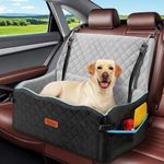 Large Dog Car Seat, Dog Car Bed for Large Dogs Under 60 lbs or 2 Small Breeds, Comfortable Dog Booster Car Seat with Soft Foam Thick Cushion, Detachable & Washable Pet Bed for Backseat, Black & Gray