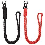 AMIJOUX 2 PCS Heavy Duty Paracord Lanyard Keychains, Necklace Hook Whistles Wrist Strap, Braided Paracord Lanyard Badge Cellphone Waterproof Holder Metal HK Clip Hook for Outdoor Activities Traveling