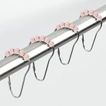 mDesign Steel Metal Easy-Glide Roller Ball Shower Curtain Rings - Bathroom Shower Curtain and Curtain Liner Rolling Ring Hooks for Shower Rod, Guest Bath and Powder Room - 12 Rings - Light Pink