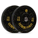 EXTREME FITNESS Hi-Temp RUBBER BUMPER WEIGHT PLATES COLOURED GYM 2" (2 x 15kg)