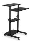 Mount-It! Mobile Standing Desk | Height Adjustable Computer Work Station | Rolling Presentation Adjustable Desk Cart | 27.5 Inch Wide Platform | Black (MI-7940B)