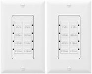 TOPGREENER 4 Hour Countdown Switch Timer | in-Wall, Electrical Switch for Fans Lights Ventilation heaters, Neutral Required, 600W LED, 1/2HP, UL Listed, TGT08 - White, 2 Pack