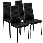 Panana Stunning Modern Faux Leather Black White 4/6 Chair Set for Dining Kitchen Room (Black, 4)