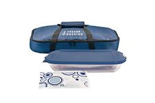 Anchor Hocking 4 Piece Bake-N-Take Bakeware Set, Navy Blue (Glass, 32.0 fl oz, Microwave/Oven/Freezer/Dishwasher Safe)